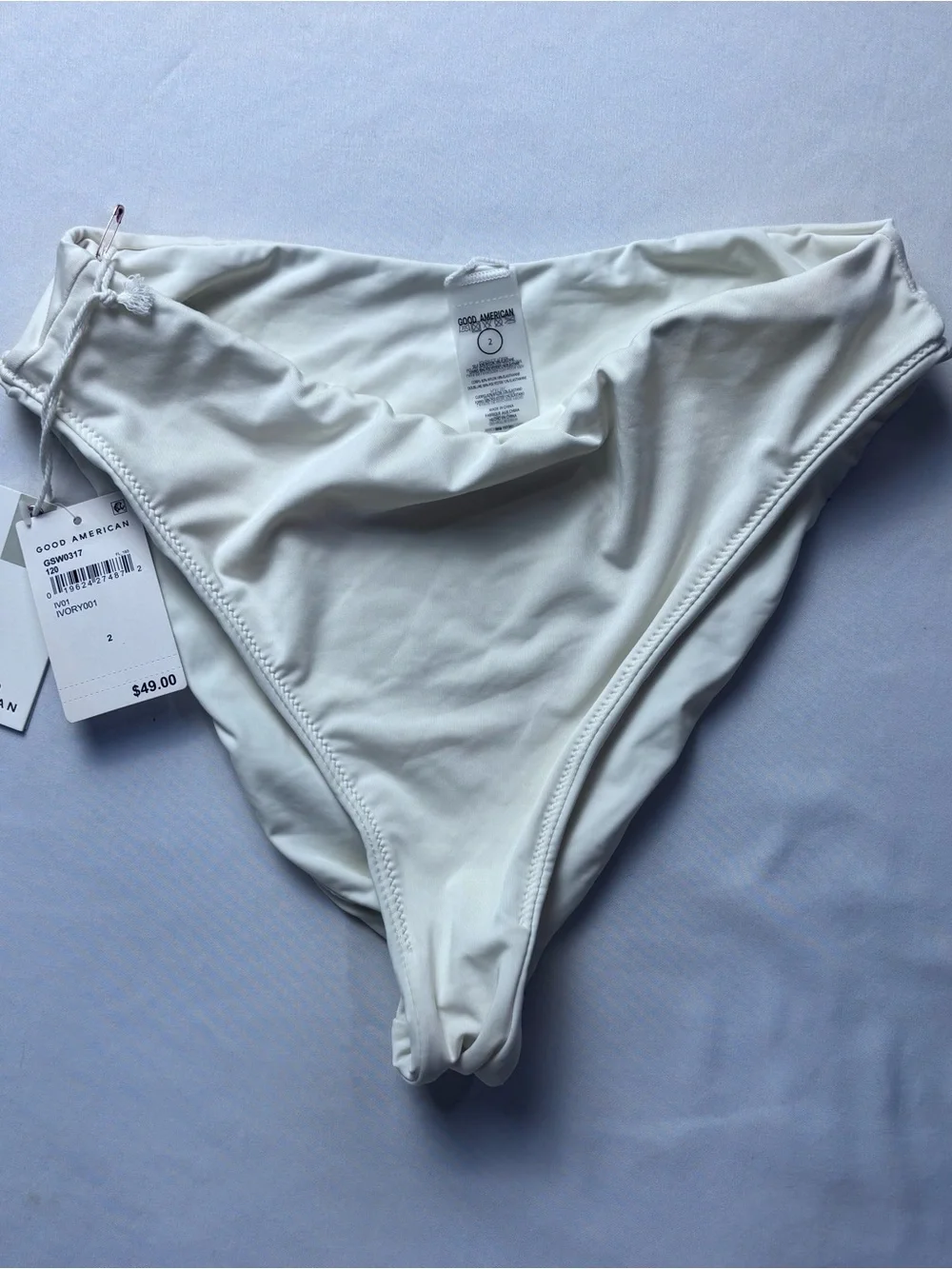 Good American Cream High-Cut Bikini Bottom